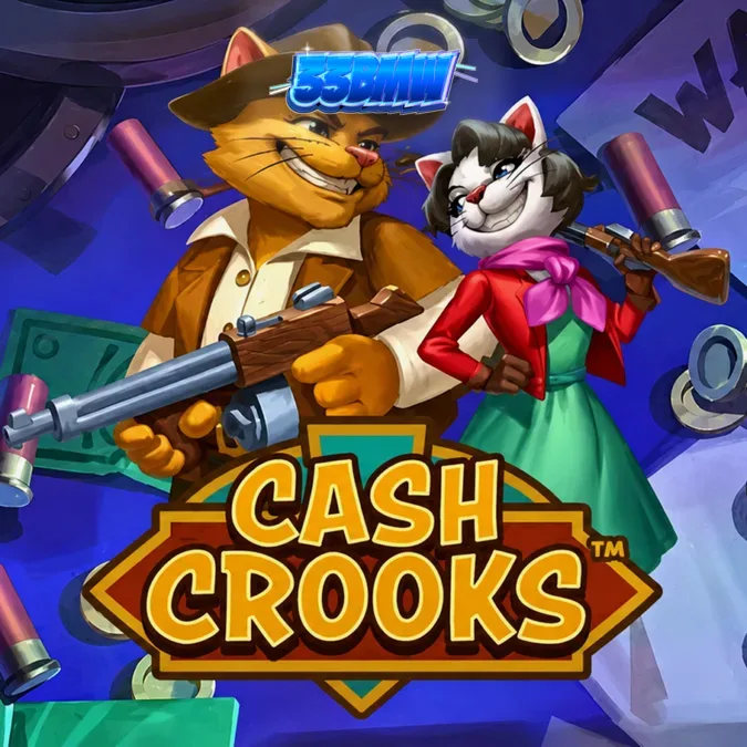 Cash Crooks স্লটের রঙিন এবং কার্টুনিশ ইন্টারফেসের দৃশ্য
